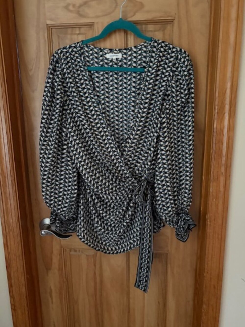 Max Studio print wrap blouse